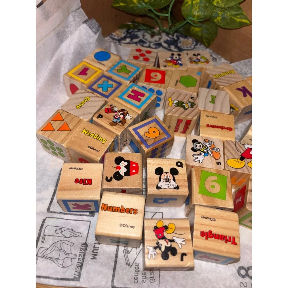Disney Mickey Mouse Friends Wooden Alphabet Number Blocks Educational Toy Lot
